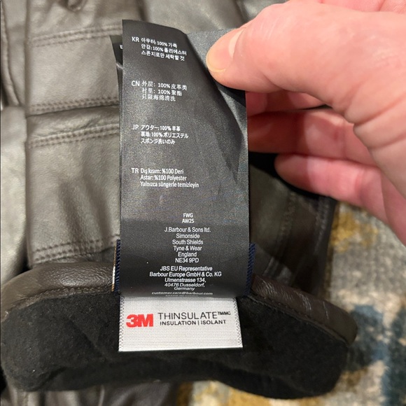 Barbour Dark Brown Leather Gloves - Picture 4 of 6